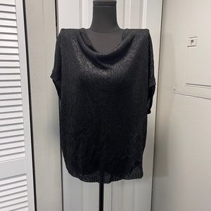 $320+NEW Vince Women's Drape Neck Sweater Black Metallic Dolman Short Sleeves S